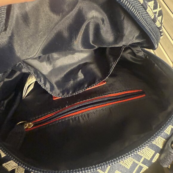 Tommy Hilfiger Mini Backpack Navy Blue Geometric Print Gold Logo 8x8 - Picture 5 of 5